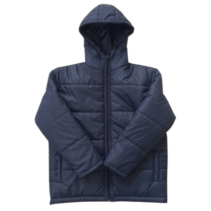 Navy Blue Color Fullsleeve Puffer Jacket With Cap